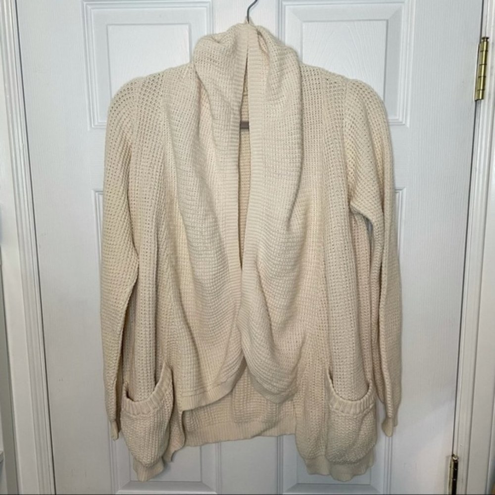 Monk & Lou 100% Cotton Cream Cozy Open Cardigan Medium